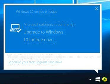 Windows 10 upgrade prompt window