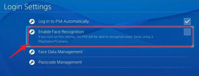 PS4 cancels face recognition