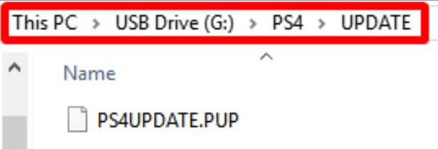 Create a PS4 folder on the U disk to save the update file