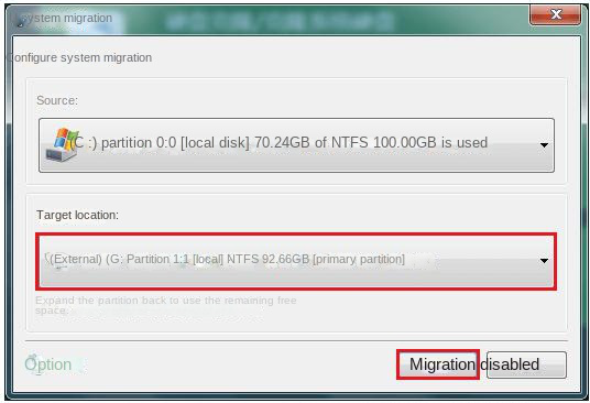 Select the new SSD and click Migrate
