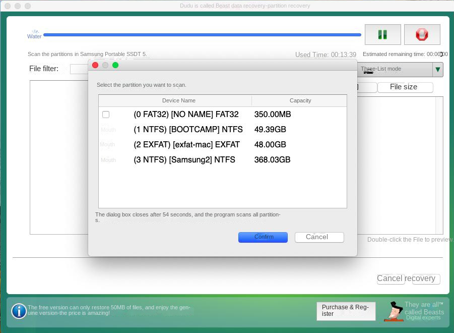 mac select partition to scan