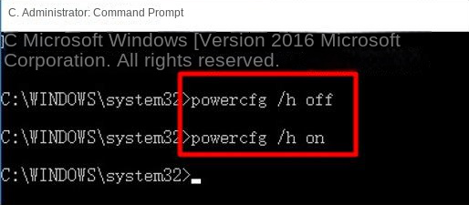 Turn off fast startup in cmd