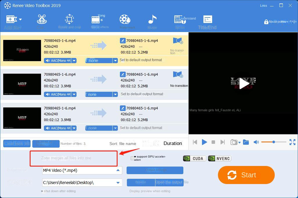 Merge all video files into one