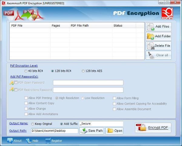Axommsoft PDF Encryption software