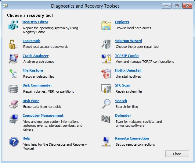 Windows Server Diagnostics and Recovery Toolset