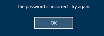 password is incorrect, try again