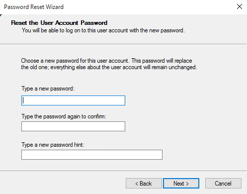 windows password reset wizard