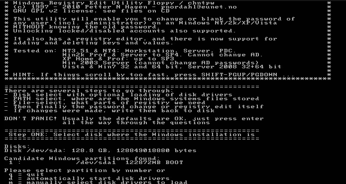 offline nt password prompt-like interface
