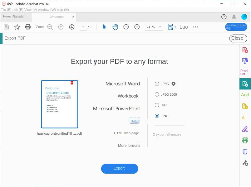 Convert pdf to PNG