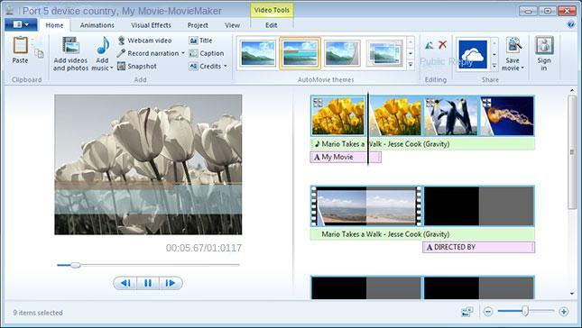 Windows Movie Maker software operation interface
