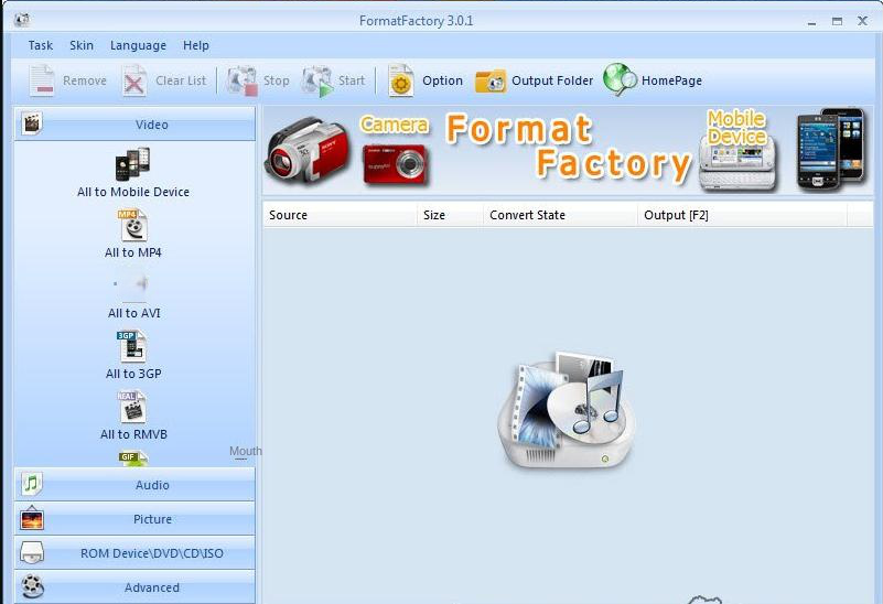 Format Factory software operation interface