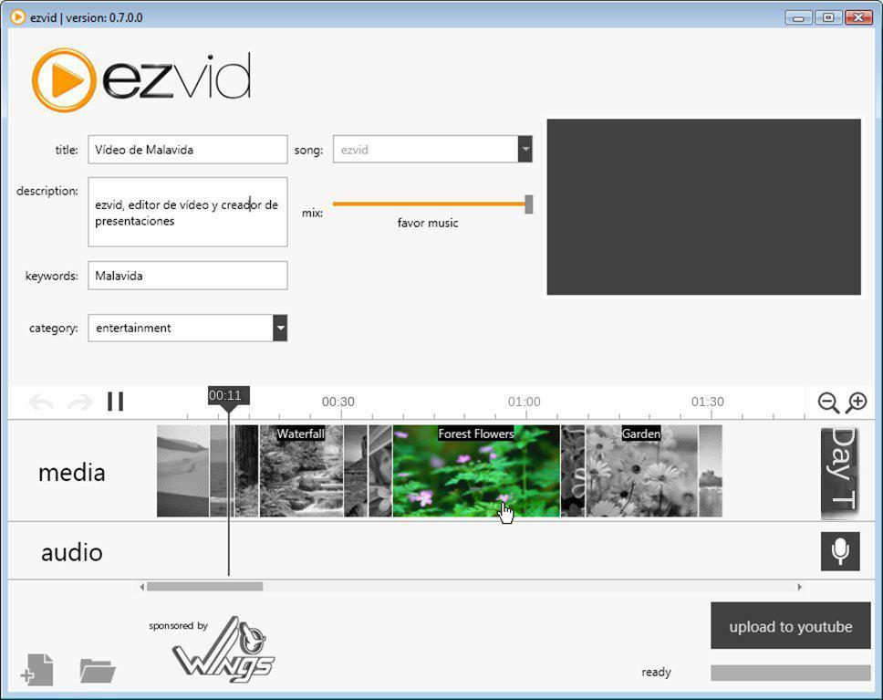 Ezvid video production software operation interface