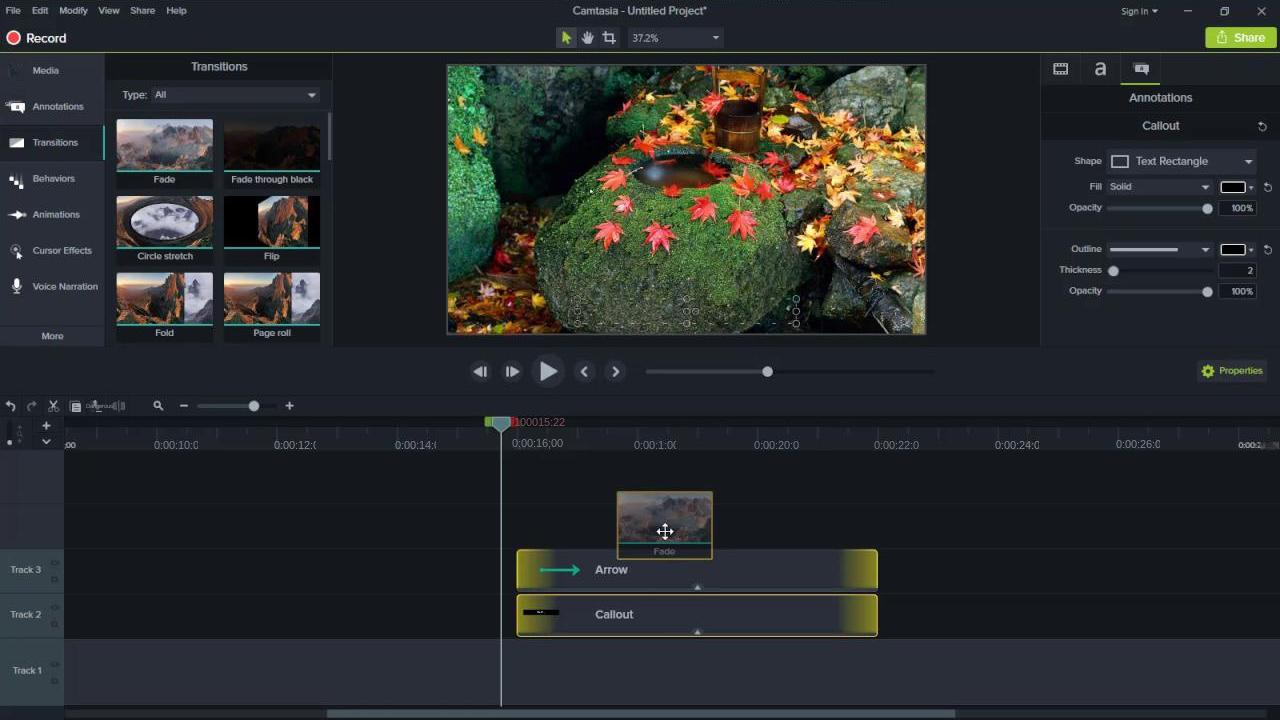 Camtasia video editing software operation interface