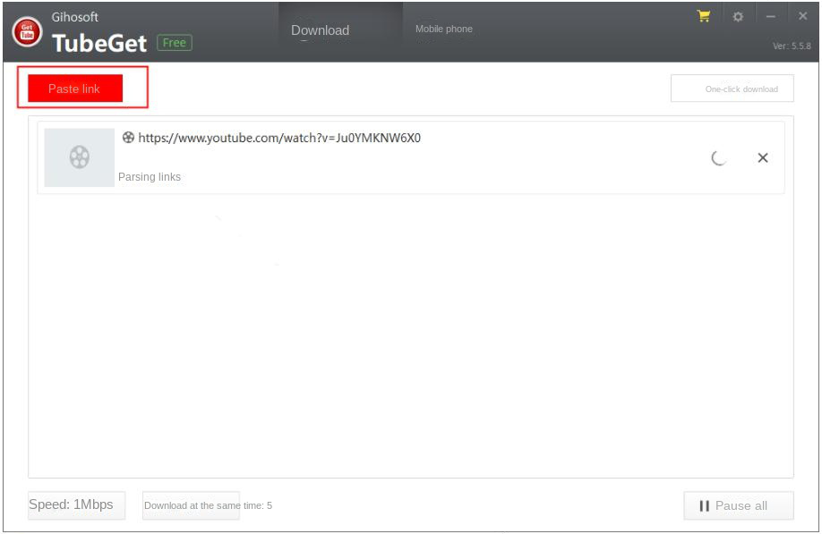 Gihosoft TubeGet software operation interface