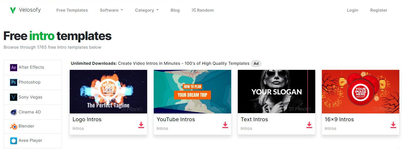 Velosofy website material download interface