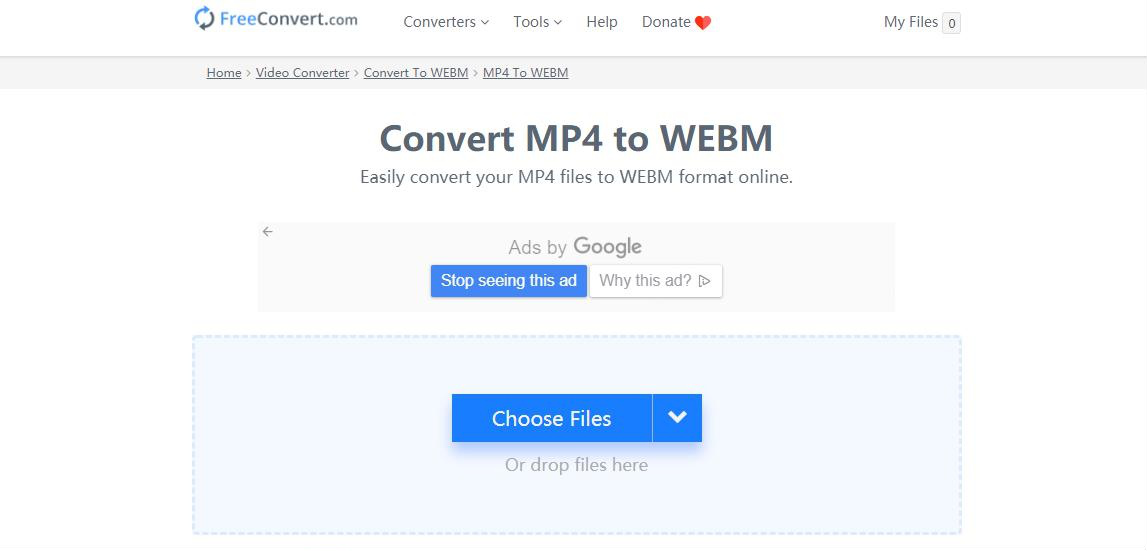 FreeConvert.com online format conversion interface