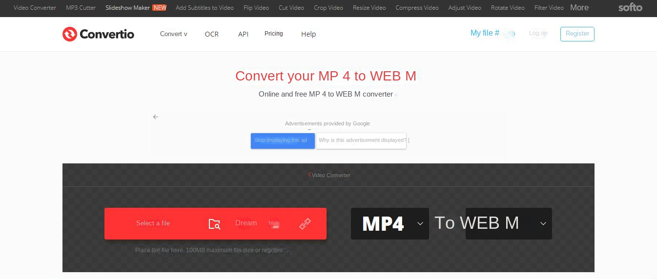 Convertio online tool format conversion interface