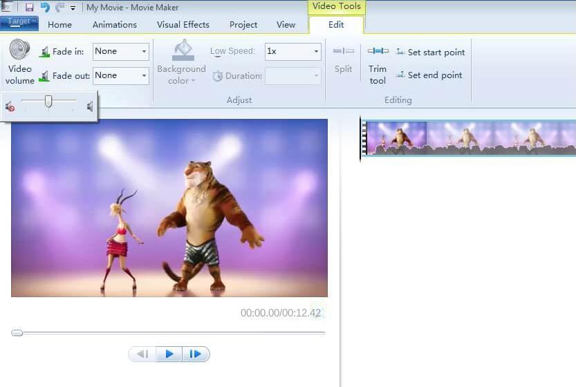 Windows Movie Maker software operation interface