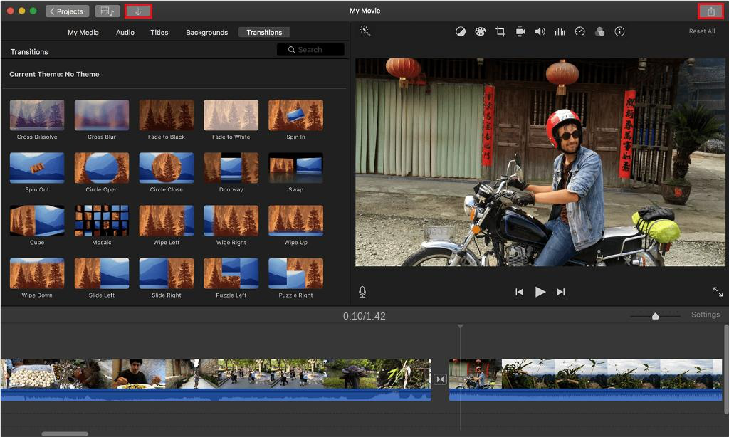 iMovie video editing software interface