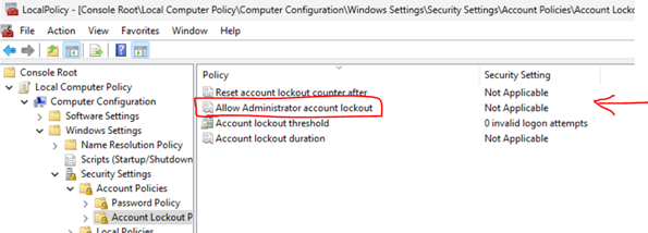 Windows Server 2019 Account lockout policies