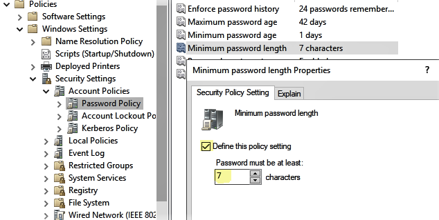 Configure Password Policies Windows Server 2019