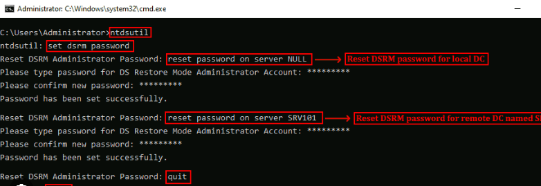 DSRM password reset example