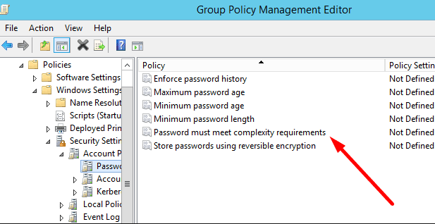 Edit Windows Server Group Policy to protect Windows Server default password