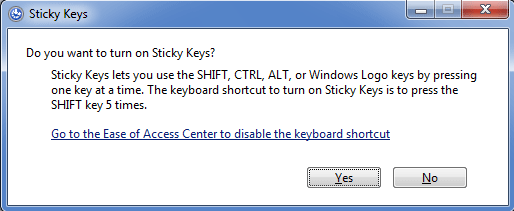 windows vista Sticky Keys feature