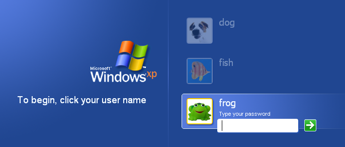 Windows XP user list