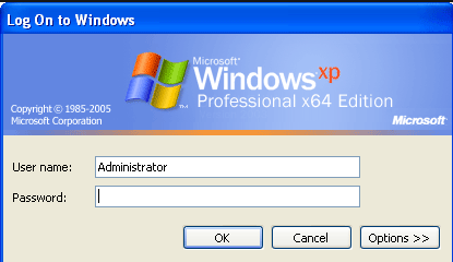 windows XP classic Windows login prompt