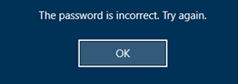 The password is incorrect