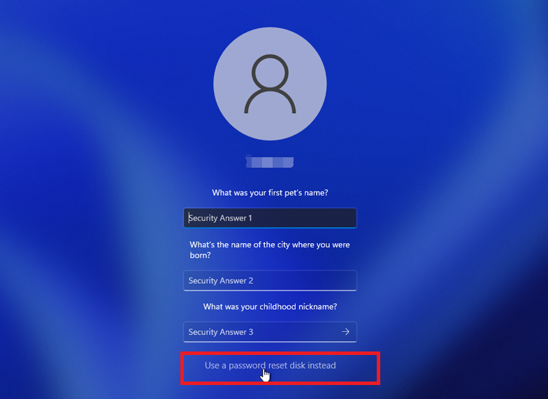 reset windows login password with reset disk