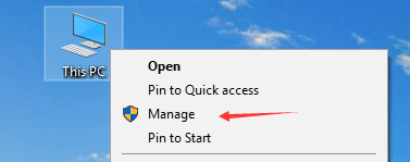 Right-click on the "My Computer" and select manage