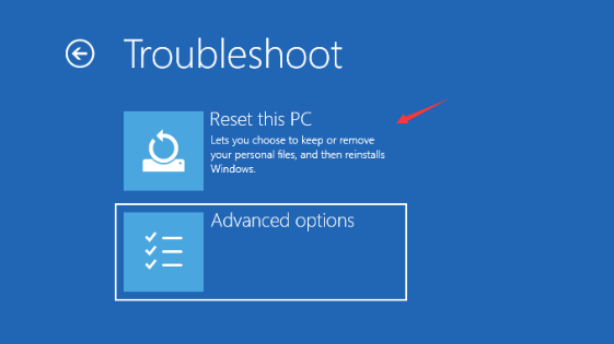 Windows Recovery Environment Troubleshoot