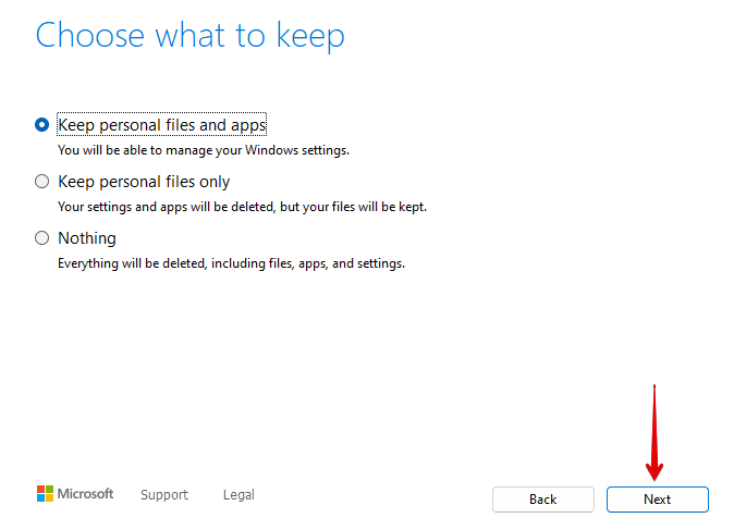 keep personal files windows 11 install