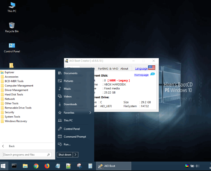 Hiren's BootCD PE - Windows 10 PE x64 for new generation PCs