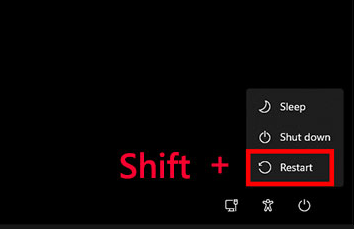 click shift and restart in Windows 10/11