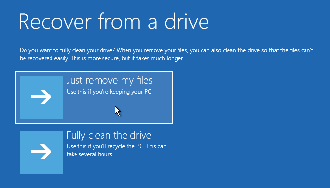 recover from a drive remove my files or fully clean the drive