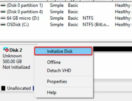 initialize the disk