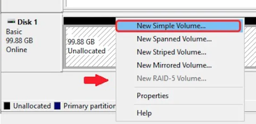 new volume on a disk