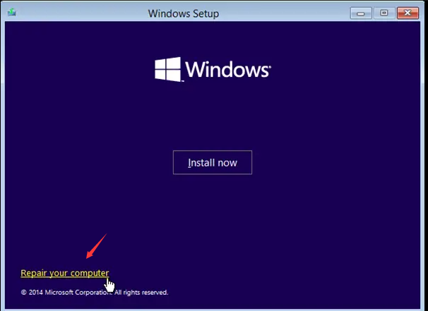 Windows Setup screen repair your computer