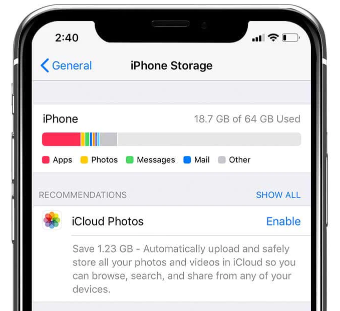 iPhone storage