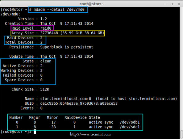 Creating Software RAID0 (Stripe) on 'Two Devices' Using 'mdadm' Tool in  Linux