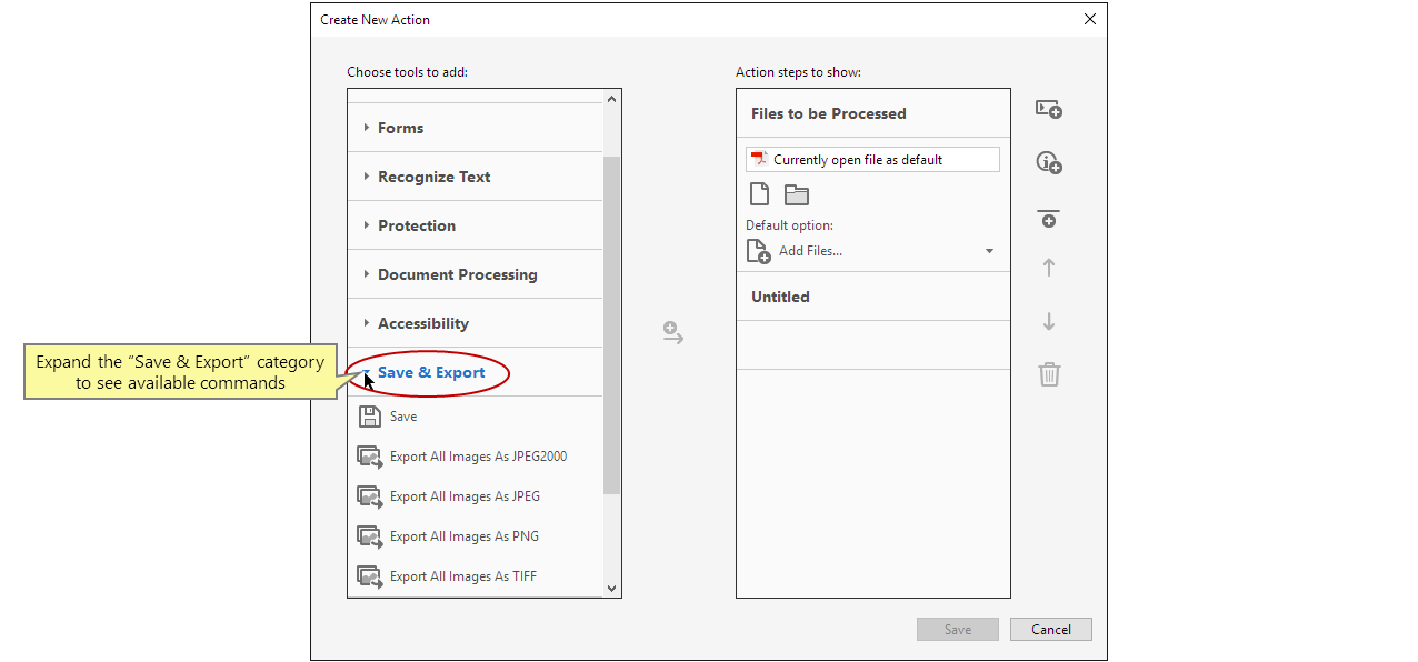Expand the Save & Export category