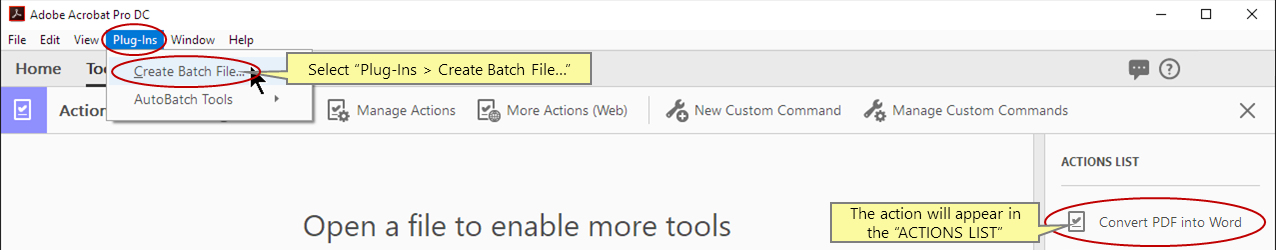 Open the Create Command-Line Batch File dialog