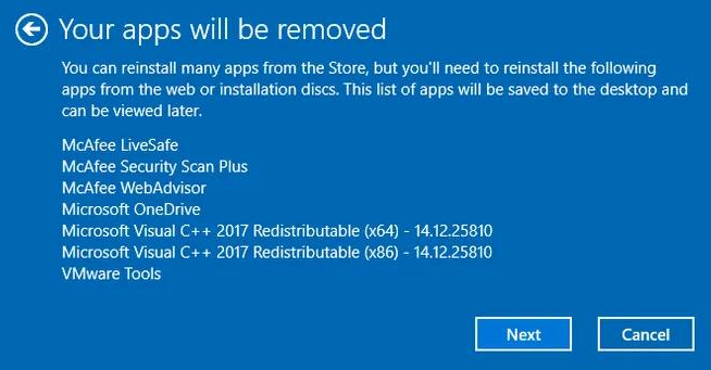 apps will be removed