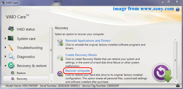 Click Recover computer