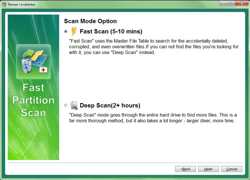 File Recovery Quick Scan Option