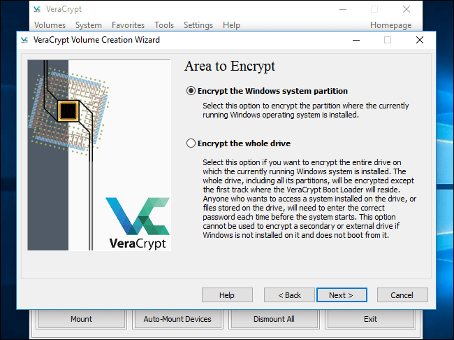 select type of encryption system disk