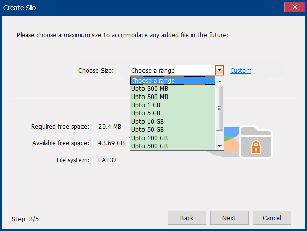 set volume capacity for the encrypted disk